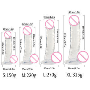 Dildo transparent TPE <span class=keywords><strong>pas</strong></span> <span class=keywords><strong>cher</strong></span> 6-9 pouces réaliste avec <span class=keywords><strong>ventouse</strong></span>, vibration douce, non lubrifié, jouet sexuel pour adultes pour femmes, hommes, gays - Product Image 1