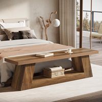 Banc ottoman en bois moderne pour chambre à coucher, pour salon, usage domestique, tabouret de bout de lit en tissu doux