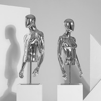 Mannequin de mode chromé de haute qualité, homme/femme, pratique et élégant, demi-corps, base métallique, modèle humain pour présentation de vêtements