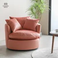 סלון גדול ורוד בד כורסא 360-תואר חיבוק עגול מסתובב כיסא