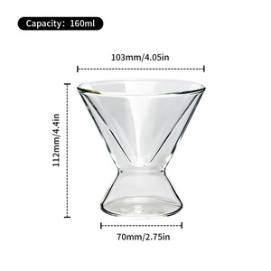 Tasse à café en <span class=keywords><strong>verre</strong></span> borosilicate à <span class=keywords><strong>double</strong></span> paroi, forme triangulaire créative, 160 ml, résistante à la chaleur, pour expresso - Product Image 6