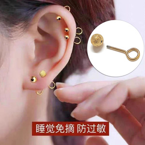 Pendientes de cartílago de acero inoxidable 316L |   Accesorios de Perforación de Bola Redonda con Rosca Externa, Acabado Mate y Pulido, Venta al por Mayor - Product Image 3
