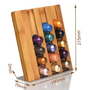 1 pièce de support de dosettes de café en bambou pour <span class=keywords><strong>capsules</strong></span> <span class=keywords><strong>Nespresso</strong></span> Line 21 dosettes support de <span class=keywords><strong>tiroir</strong></span> de rangement et organisateur pour <span class=keywords><strong>capsules</strong></span> - Product Image 4
