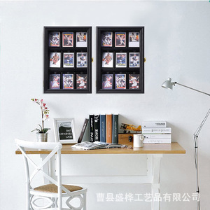 Sports Card <b>Display</b> <b>Case</b> <b>Wall</b> Mounted 9 Slot Black Frame With Lock For Collectible Trading Cards And Memorabilia - Product Image 2