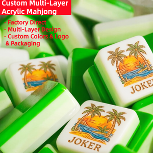 Jeu de Mahjong en Acrylique Premium Gravé Fantaisie – Tuiles Thème Paradis Tropical Américain pour Vacances d'Été à la Plage et Fêtes au Bord de la Piscine - Product Image 1