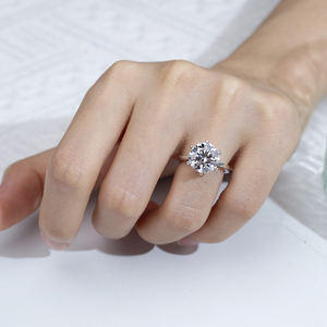 Bague de fiançailles Messi Jewelry MSR-1661 PT950, diamant de laboratoire taille ronde, design solitaire - Product Image 6