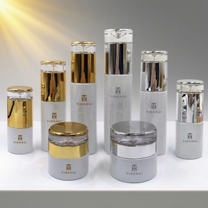 Luxury 30/50g Cream Jar 30-120ml Lotion Pump Bottle with Gold Cap High-end Glass Cosmetic Skincare Empty Container <b>Travel</b> - Product Image 1