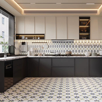 Meubles de cuisine modulaires Lesso Home personnalisables avec évier, robinet, charnières et glissières de tiroir, design moderne noir pour salle à manger
