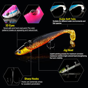 Señuelo VIB de doble cola en T de 30g, cebo de lanzamiento largo de 12cm con anzuelo VMC y cabeza plomada para pesca de lubina, pez <span class=keywords><strong>piedra</strong></span> y grouper. - Product Image 4