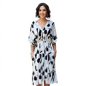 Ropa de Mujer al por Mayor, Elegante, con Estampado Abstracto, de Longitud Media, Cómoda para Uso Diario, Silueta Relajada, Colección Vacaciones - Product Image 1