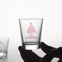 Presse à whisky en cristal transparent de haute qualité 1.7oz Mini Shot Glass avec des blancs de sublimation de jante dorée pour des tasses de vin Premium