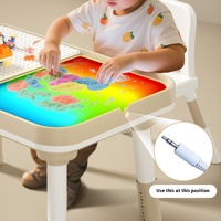 Ensemble table et chaise en plastique pour chambre d'enfant, matériau écologique, ensemble 3 en 1 avec des caractéristiques de sécurité pour l'étude, les jeux et la lecture