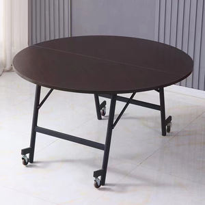 Table ronde en bois de qualité supérieure, table à manger, <span class=keywords><strong>location</strong></span> pour <span class=keywords><strong>mariage</strong></span>, table pliante pour événements avec roulettes pour faciliter le déplacement - Product Image 1