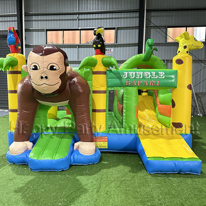 Factory PVC <strong>Inflatable</strong> <strong>Jungle</strong> Monkey Bounce House <strong>Slide</strong> <strong>Combo</strong> for Kids - Product Image 1