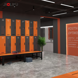 Tủ lưu trữ gỗ hiện đại với băng ghế dự bị cho Spa HPL tủ khóa phòng tập thể dục nhỏ gọn - Product Image 3