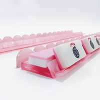 Support de Mahjong Magnétique Pliable en Acrylique Nacré Rose, Résistant à l'Eau, avec Bord Festonné, Accessoire de Jeu