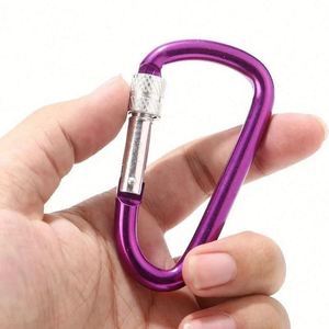 Custom Logo D Shape Aluminum Locking Carabiner Keychain Screw Gate <b>Clip</b> for Outdoor Event Giveaways - Product Image 3