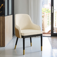 Fauteuil de salle à manger en cuir rembourré avec pieds en métal, design nordique, haute qualité, luxe, pour restaurants et salons