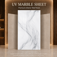 Plaque PVC MORLENX gris fumé effet marbre UV, longueur personnalisée 2440-2800mm, haute brillance pour projets de murs de fond TV