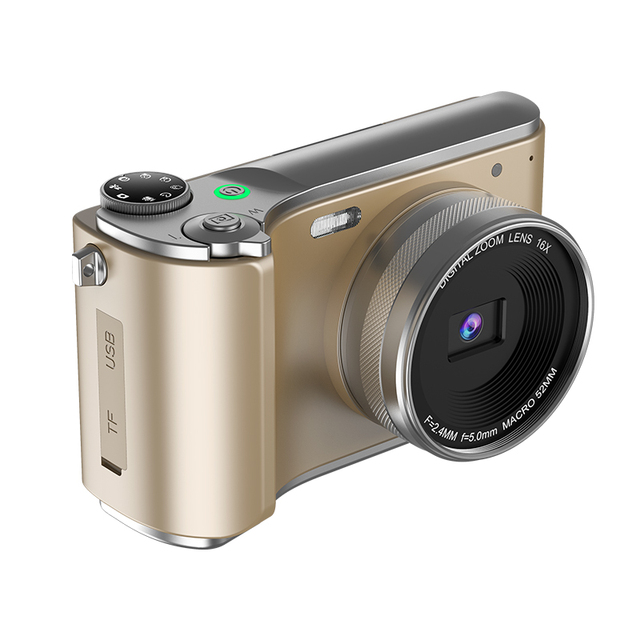 Vintage Style Digital Camera 64MP 4K Point Shoot 20X Zoom CCD Sensor 180 Wide Angle 3.0" Screen MicroSD MP3 Support Plastic