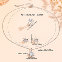 Parure de bijoux Regal Enchanting dorée effet soleil, collier, boucles d'oreilles, bague, pierre opale, zircone cubique sertie, cadeaux pour femmes