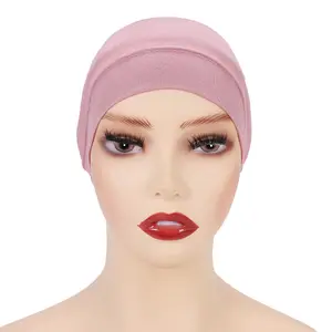 2023 Venda quente mulheres muçulmanas árabe cachecol beanie multifuncional cor lisa Cap Hijab Interior
