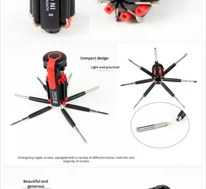 Hot Sale 8-in-1 LED Light Multi-Function Portable <b>Screwdriver</b> Industrial Grade Outdoor Repair <b>Set</b> for Car Use Plastic Handle 8-i - Product Image 3