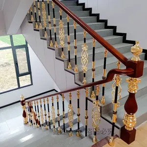 درابزين سلالم من سبائك الألومنيوم على الطراز الأوروبي، مناسب للمنازل الريفية ذاتية البناء والفيلات، درابزين بتصميم صيني جديد منحني وحلزوني قابل للتركيب الذاتي - Product Image 2