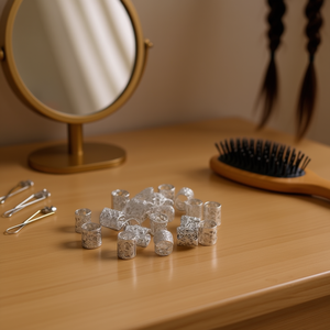 Anelli per trecce ILAN 18x9mm Argento 20 pz per acconciature - Product Image 2