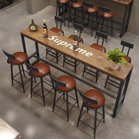 Chaise haute de bar commerciale en promotion, combinaison table murale longue et étroite pour salon de thé