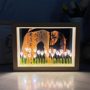 Marco DE FOTOS 3D decorativo para el hogar, luz nocturna de tulipán Diy, marco de fotos personalizado gratis, lámpara de <span class=keywords><strong>mesa</strong></span> de flores de tulipanes Led PARA EL Día de San Valentín - Product Image 2