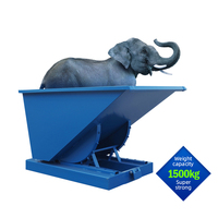 Bac à déchets en acier avec système d'inclinaison, bac à déchets en acier robuste à basculement automatique, revêtement galvanisé, bac à déchets pour chariot élévateur