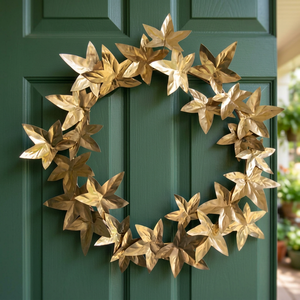 Guirnalda Metálica Estrella Dorada, Flores Decorativas Hechas a Mano, Estilo Glamuroso Sin Iluminación, Guirnalda Navideña - Product Image 6