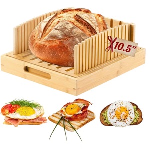 Cortador de pan de madera con bandeja de almacenamiento de 10.5 pulgadas, rebanador de pan de madera maciza para hacer tostadas - Product Image 1