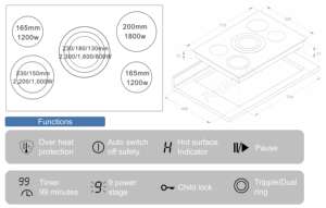 CE CB UKCA RoSH 8700W control táctil 5 quemadores zona grande <span class=keywords><strong>para</strong></span> paella española vitrocerámica incorporada estufa eléctrica vitrocerámica - Product Image 2