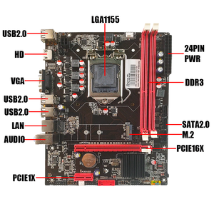 PCWINMAX Nueva placa base para juegos H61 OEM Compatible con procesadores de 2ª y 3ª generación LGA 1155 <span class=keywords><strong>DDR3</strong></span> Micro ATX Placa base para computadora - Product Image 3