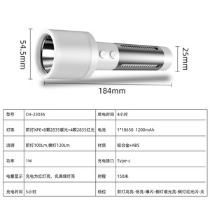 ไฟฉายอลูมิเนียมอัลลอยด์แบบชาร์จไฟได้5W LED หรี่แสงได้โคมไฟตกปลาตั้งแคมป์กลางแจ้งโคมไฟฉุกเฉิน - Product Image 3