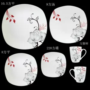 Juego de vajilla de porcelana y cerámica con diseño Floral, platos de lujo baratos al por mayor, color blanco, 30 piezas - Product Image 1