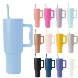 Wholesale 40oz travel mug stainless steel vacuum insulated water cups 40oz tumbler with straw handle