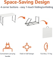 Table de salle à manger extérieure pliante moderne blanche réglable de 4 pieds avec cadre en métal Construction en plastique à hauteur réglable confortable