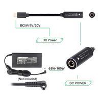 Kabel Charger Jack DC Smart Input Female Barrel 4.5x3.0mm ke USB-C untuk Laptop dan Ponsel dengan PD 9V 15V 20V 65W 3.25A