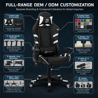 Chaise de jeu ergonomique à dossier haut, OEM ODM personnalisée, accoudoir 1D, inclinaison papillon, pivotante, chaise de bureau pour ordinateur
