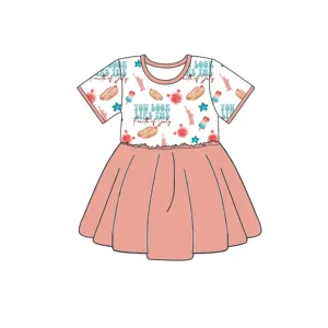 Qingli ODM Short Sleeve Toddler Girls Peplum Tops Princess Dress For Girl Summer Kids Printed party Dresses