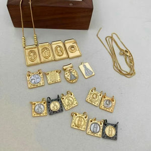 Bonitos dijes religiosos religión Virgen María colgante plateado <span class=keywords><strong>San</strong></span> <span class=keywords><strong>Benito</strong></span> forma encantos para collar al por mayor - Product Image 3