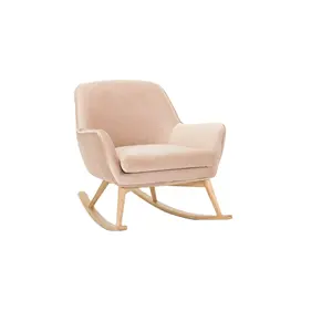 Modern Design Velvet Rocking Chair with Rubber wood base for Living Room