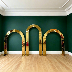 DKB Wholesale Gold Metal Wedding Arch Balloon <b>Stand</b> Iron <b>Backdrop</b> Kit Modern Gold Metal Arch Decorations for Wedding Party Decor - Product Image 1