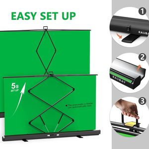 Raubay Green Screen Backdrop 78.7 x 82.7in Collapsible Retractable Chroma <b>Key</b> <b>Panel</b> For Video Shoot Photo Studio - Product Image 3