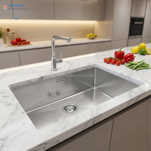 Fregadero de cocina de acero inoxidable cepillado hecho a mano de 839x435x181mm, de un solo seno, para empotrar, con colador <span class=keywords><strong>cuadrado</strong></span> o redondo, sin grifo - Product Image 1