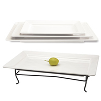 Plateau en mélamine combiné pour buffet d'hôtel Plateau d'affichage à larges bords Plateau de buffet rectangulaire en mélamine NSF