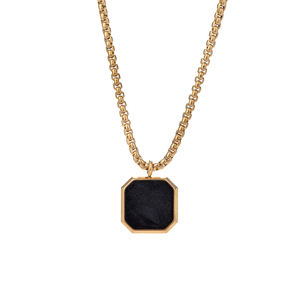 ร้อนขายเสื้อกันหนาวกระจกขัดน้ํามันหยดสแตนเลสยาวแฟชั่นสแควร์เรียบสร้อยคอจี้ - Product Image 1